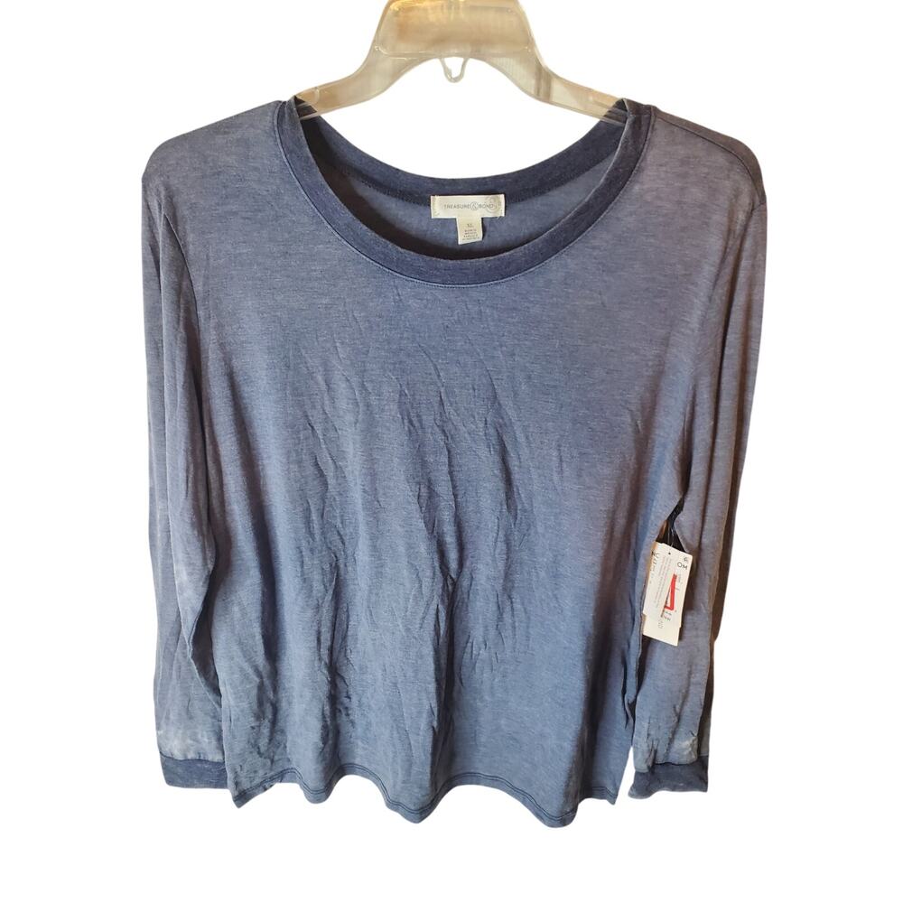 Treasure & Bond Heater Blue/Gray Long Sleeve Top, NWT, XL
